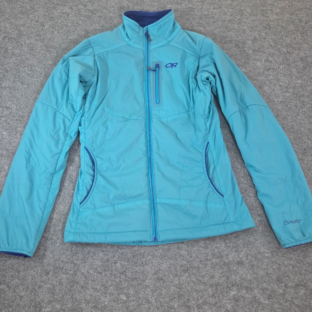 Outdoor Research Womens XS Jacket Polartec Fleece Pertex Teal Blue Full Zip